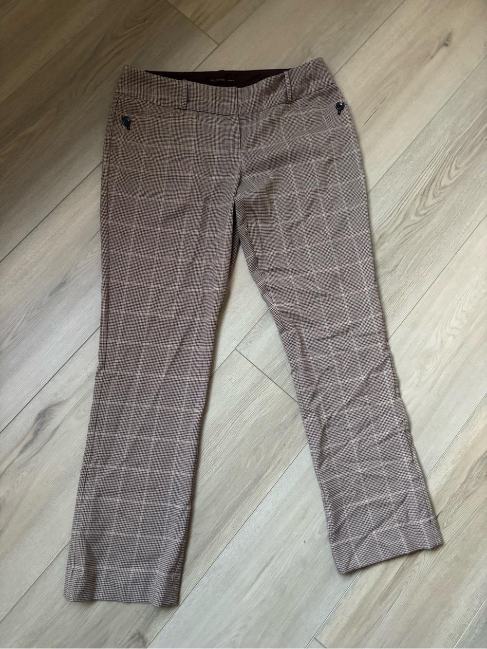 The Limited Brown Windowpane Boot Cut Pants
